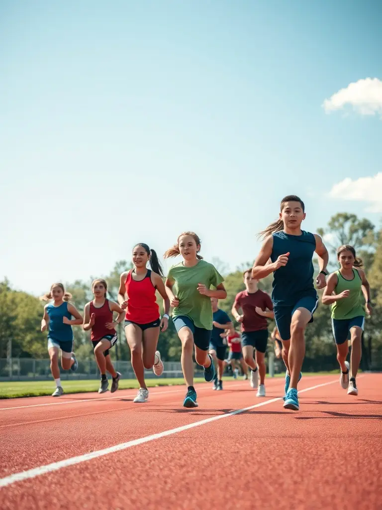 Students practicing track and field events on a sunny day, highlighting the athleticism and dedication involved in the sport.